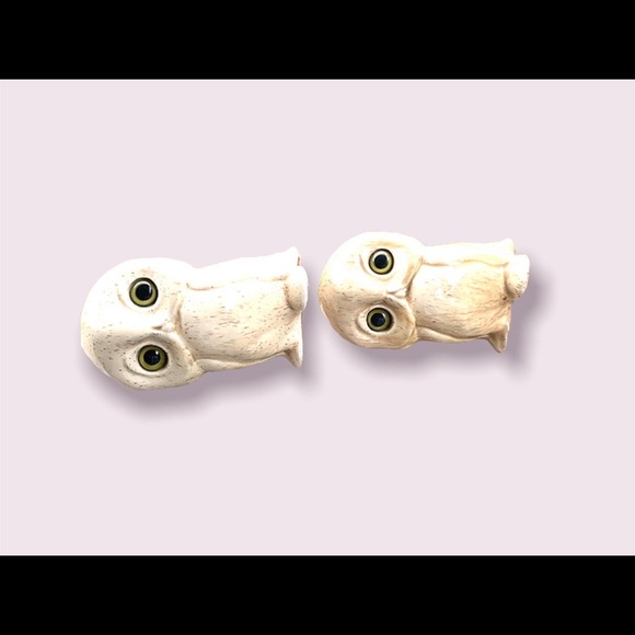 Owl Statues Vintage Studio Pottery Canada Set Of 2 Porcelain Figurines - Picture 7 of 9